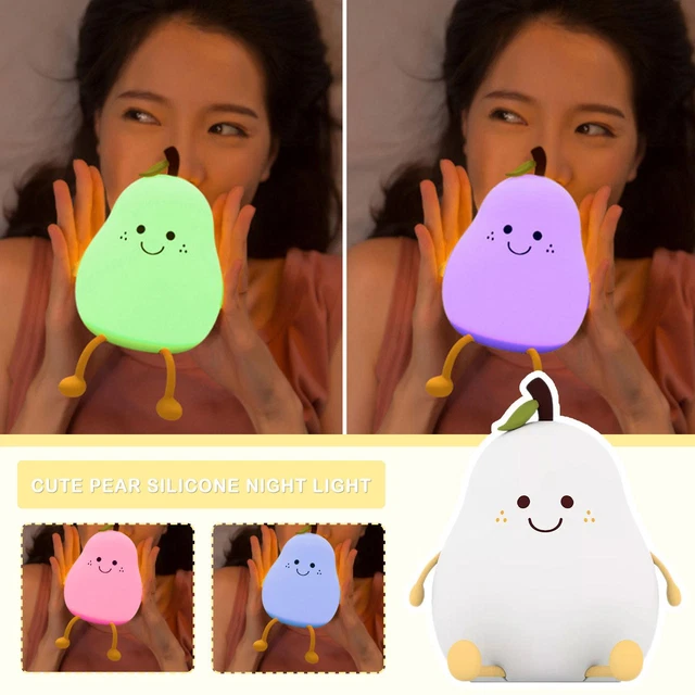 Bonita Bombilla LED Silicona Luz Noche USB Carga Cama con Sleep Night Q0L2