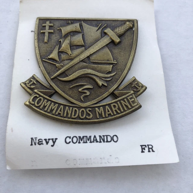BADGE BÉRET COMMANDOS Marine ORIGINAL Chauvet 1943 Insigne AB Paris circa 1970s EUR 49,99