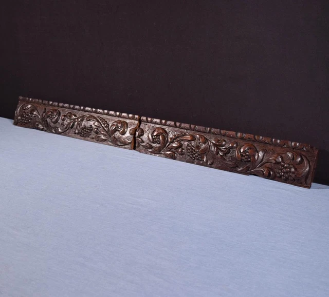 *French Antique Highly Carved Architectural Trim Panels in Solid Oak Salvage