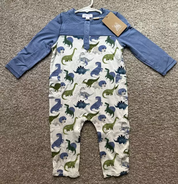 Angel Dear Infant Baby Boy Dinosaur Romper Pockets NWT 12-18m Bamboo