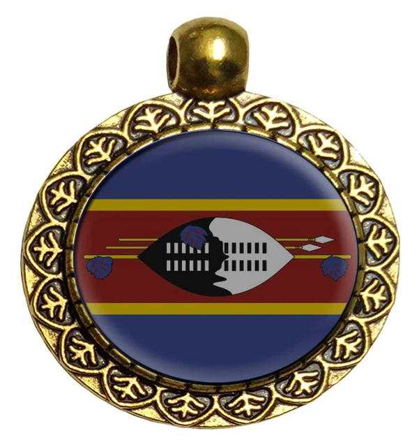 Swaziland Handmade National Flag Pendant Necklace/Chain Locket with Hook (L-155)
