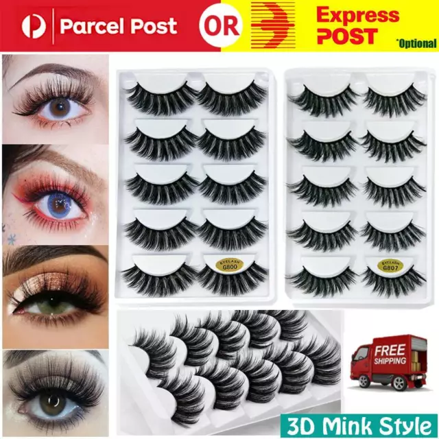 5/10Pairs 3D Natural Thick False Fake Eyelashes Eye Lashes Mink Makeup Extension