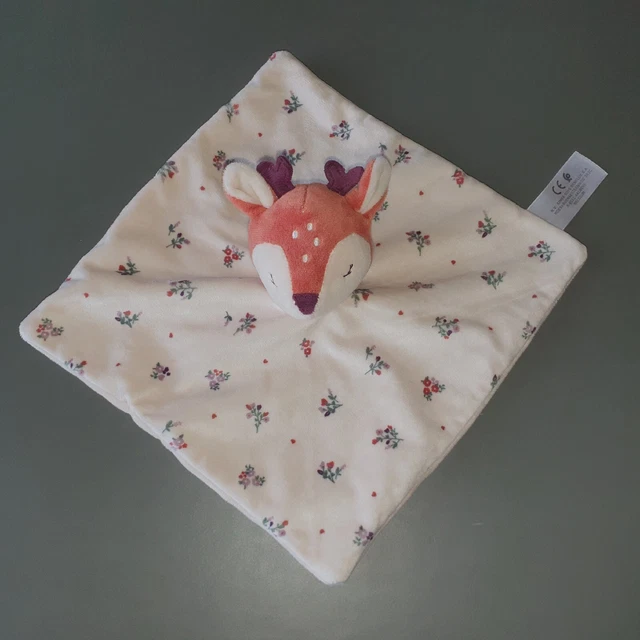 Doudou Plat Faon Biche Creme Beige Marron Fleurs Kiabi simba toys Neuf