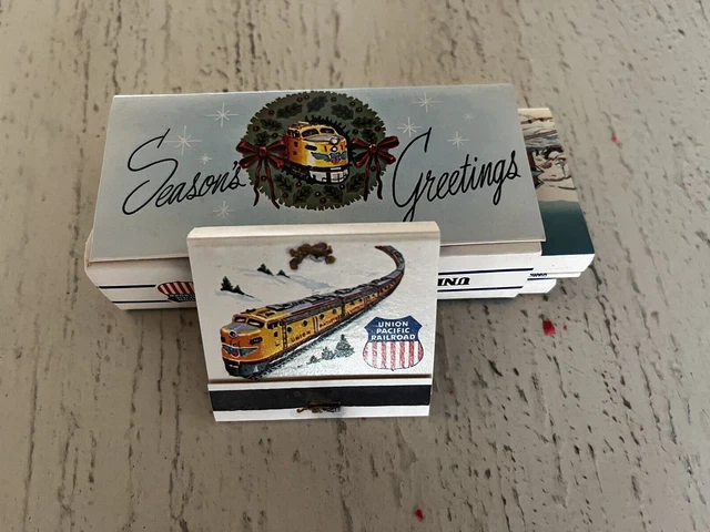 1950s NOS Box of 8 Union Pacific Railroad Christmas Advertising Matchbooks