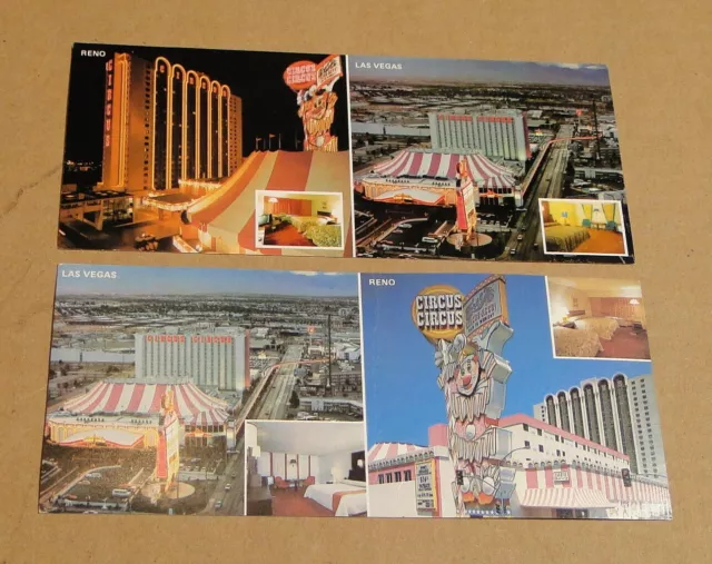 2 Different Circus Circus Reno-Las Vegas Postcards