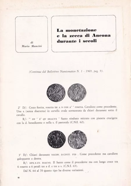 La monetazione e la zecca di ancona durante i secoli- mancini. bollettino num.