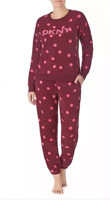 DKNY Stretch Fleece Berry Lounge Set, Sz M, RRP: £40, NWT