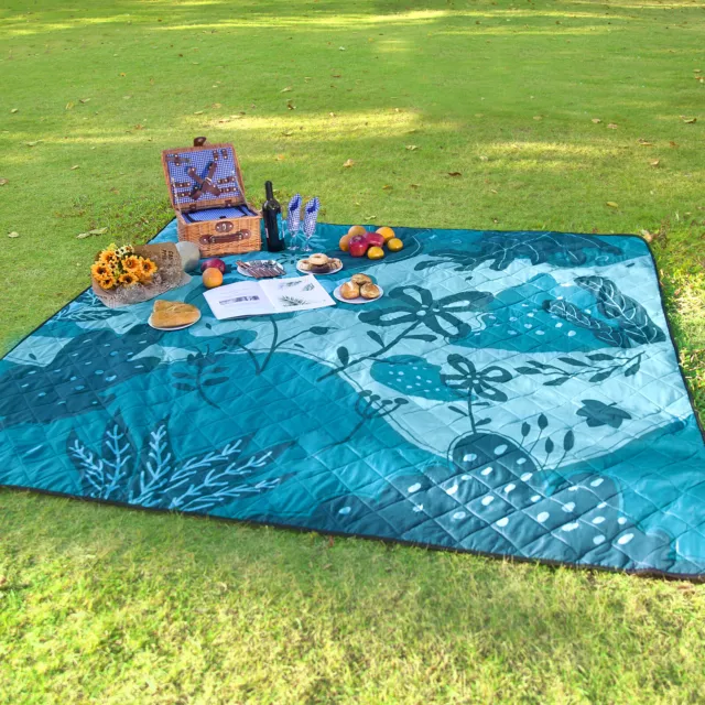 Picknickdecke waschbar 200 x 200 cm XXL wasserdicht Decke Campingdecke Reisedeck