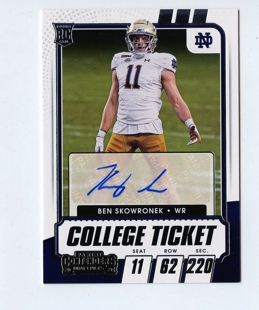 Ben Skowronek Rc Auto 2021 Contendrs College Ticket #142 Notre Dame Rare Sp