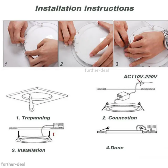 Lampada a pannello LED da incasso Epistar dimmerabile 9W 12W 15W 18W 21W luci da soffitto abbassate 3