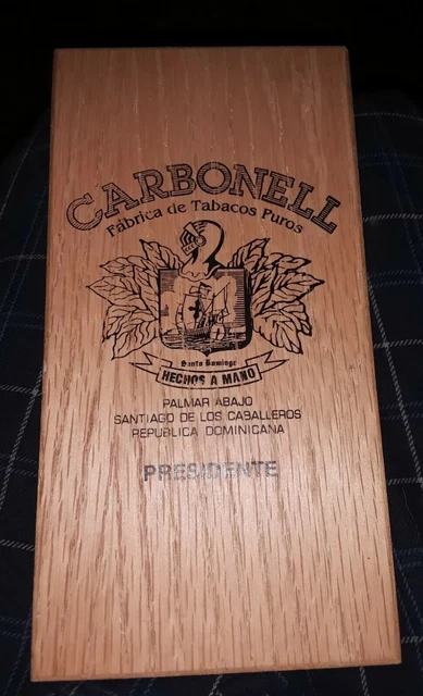 Empty Wooden Cigar Box Carbonell Fabrica de Tabacos Puros  PRESIDENTE