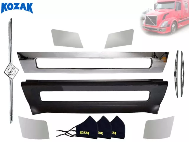 Replacement Center Bumper with Chrome Trim Set Volvo VNL 2004-2015 + Accessories