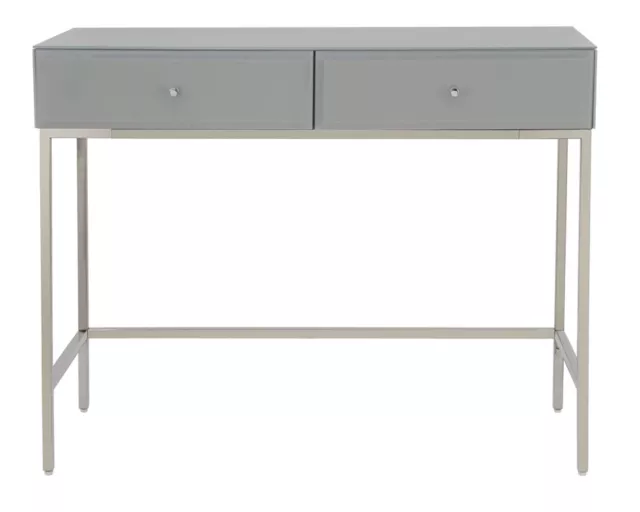 Glass Mirror Dressing Table 2 Drawer Venetian Bedroom Furniture Vanity Grey