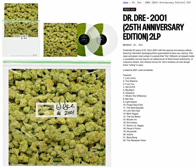 DR. DRE 2001 25th Anniversary Edition 2LP Vinyl Hip Hop Rap Album