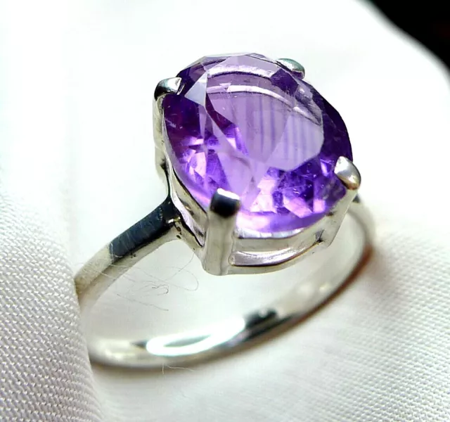 Ring 925 Silber Gr. 16,8 (53) großer, facettierter Amethyst Originalbiler NEU