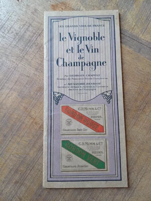 Rare catalogue sur le Vignoble et le vin de Champagne, en association avec MUMM