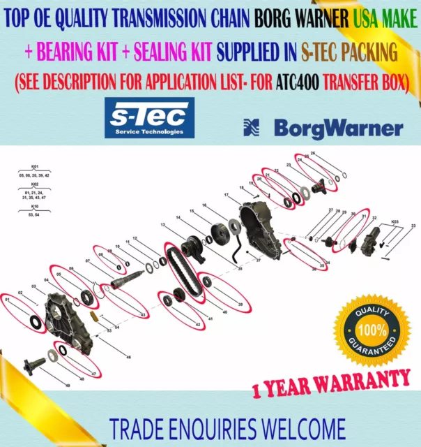 For Bmw X3 E83 Chain For Atc400 Transfer Case With (5 Bearing / 7 Seal ) Kit Oem 3