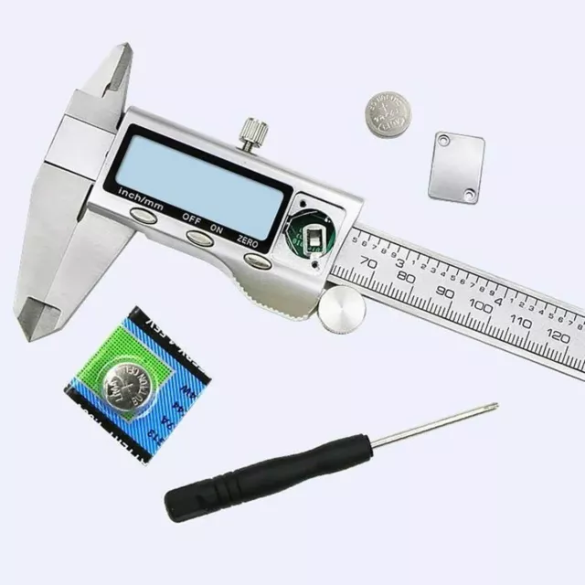 Pied à coulisse numérique LCD Micromètre Acier inoxydable Argent 0-150mm 2