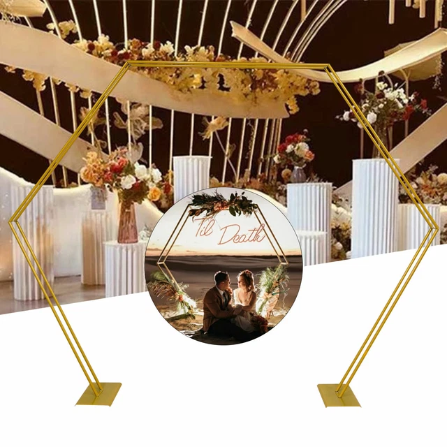WEDDING FREE STANDING Arch Frame Hexagon Backdrop Gold Birthday Party