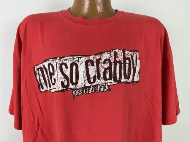 Vintage 90s Joes Crab Shack T-Shirt 2XL Red Me So Crabby Funny Parody Seafood