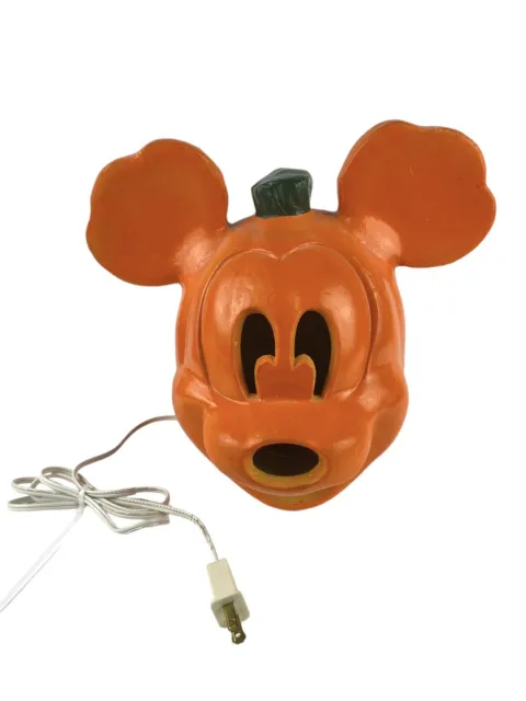 Vintage Disney Mickey Mouse Halloween Pumpkin Molded Foam Lighted Jack O Lantern
