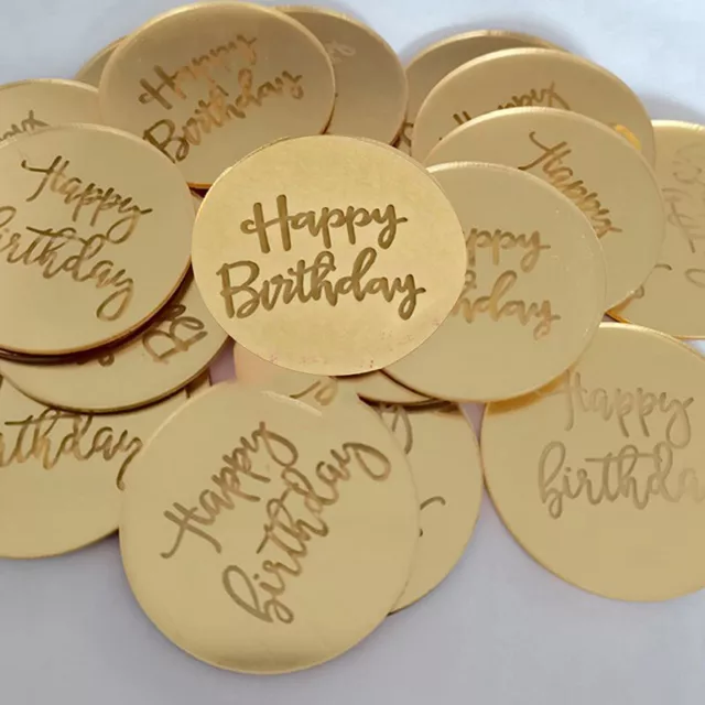10pcs Happy Birthday Cupcake Topper Acrylic Rose Gold Circle Cake ToAGAH