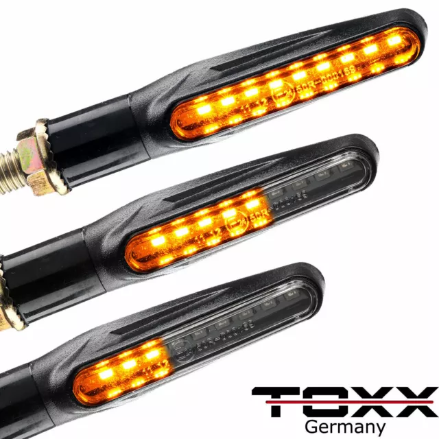 ToXx LED Mini Blinker Stix Schwarz universal Motorrad Quad ATV 12V M10 e-geprüft