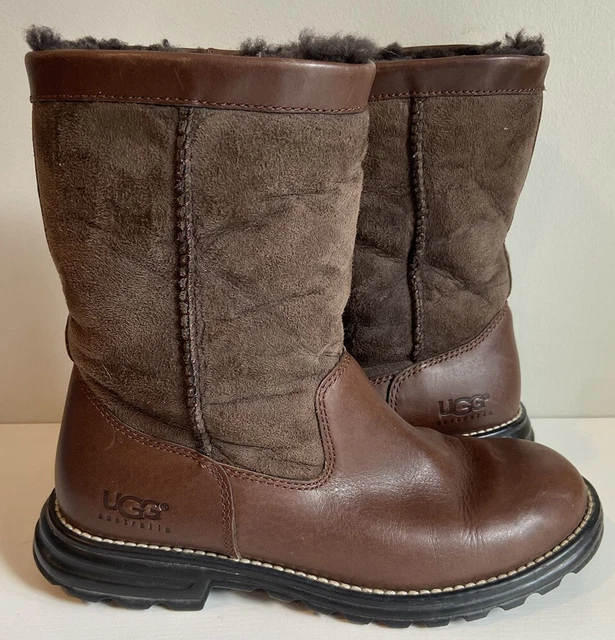 UGG Brooks Boots Brown Leather Suede Women’s Size 7 Sheepskin Shearling 5381 UGG Brooks Boots Brown Leather Suede Women’s Size 7 Sheepskin Shearling 5381