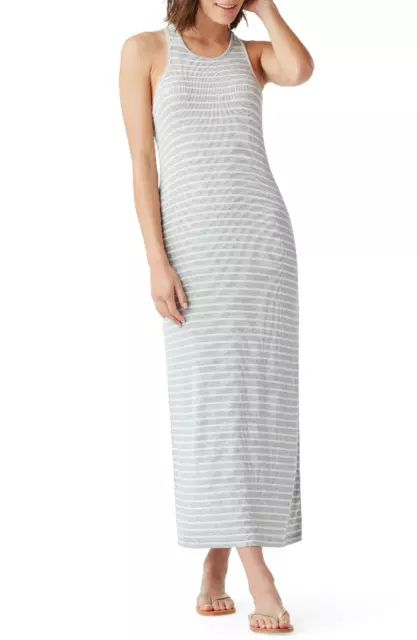 New Splendid $138 Gray Striped Darya Racerback Maxi Dress Sz S Small