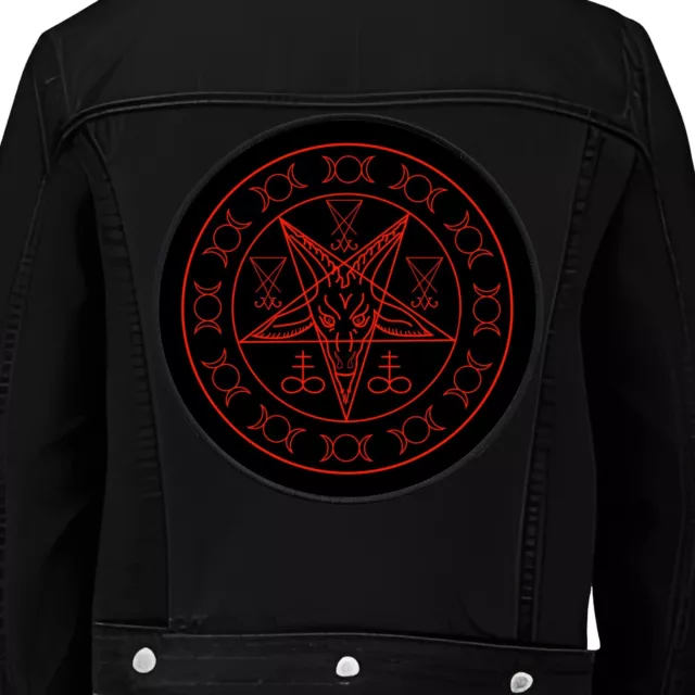 LARGE Baphomet Samael & Lilith Pentagram Iron/Sew On Metal Backpatch Back Patch