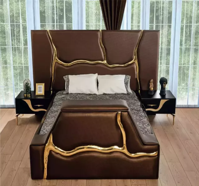 Dormitorio Cama 2x Mesitas de noche Lujo Juego Completo Diseño Muebles 3 piezas