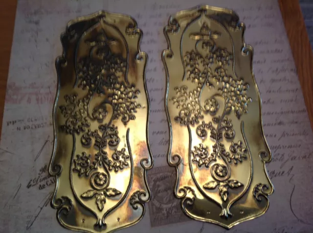 Reclaimed Solid Brass Door Finger Plates Antque finish 2 plates Fancy Classic 1