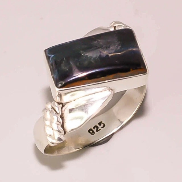 Rainbow Obsidian Gemstone Jewelry 925 STERLING SILVER PLATED RING 8