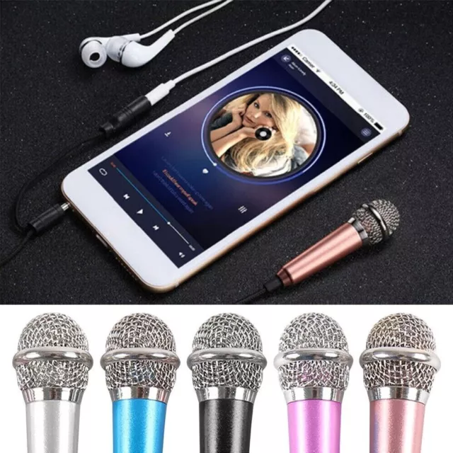 Mini Phone Microphoe 3.5mm Studio Karaoke Mic for iPhone Android with Sponge Cap