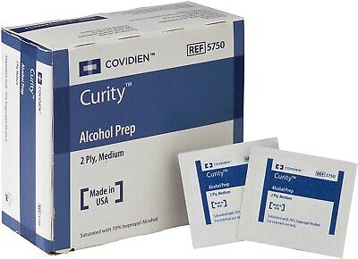 Covidien 5750 Curity Alcohol Prep, estéril, medio, 2-ply (paquete de 200)