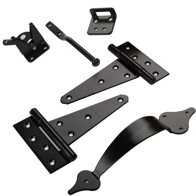 Gate Combo Kit, 2X T-Hinges 6", Gate Handle 10", Spring Loaded Gate Latch -DHCGK