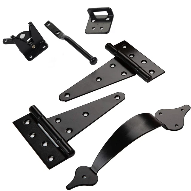 Gate Combo Kit, 2X T-Hinges 6", Gate Handle 10", Spring Loaded Gate Latch -DHCGK