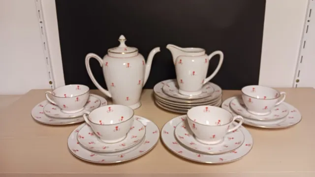 Carstens Sorau Art Deco 20er Jahre Tasse,Untertasse+Kuchenteller,Milch+Kaffeeka.