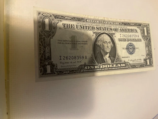 1957A One Dollar Well Circulated Silver Certificate Note - $1 Bill