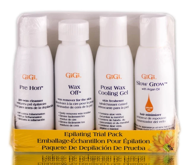 Paquete de prueba de depilación GiGi, tratamientos previos y posteriores a la depilación, 2 oz. cada uno