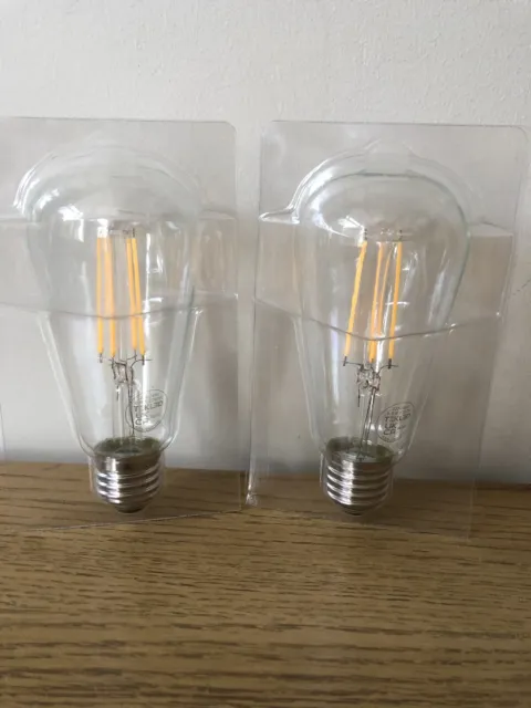 TEKLED ST64 Vintage Filament Bulbs x2 Dimmable E27 Edison Screw 6.5W Warm White