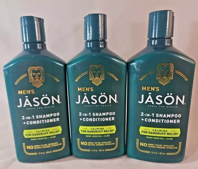 (Lot of 3) JASON Mens 2-in-1 Shampoo + Conditioner For Dandruff Relief 12 fl oz