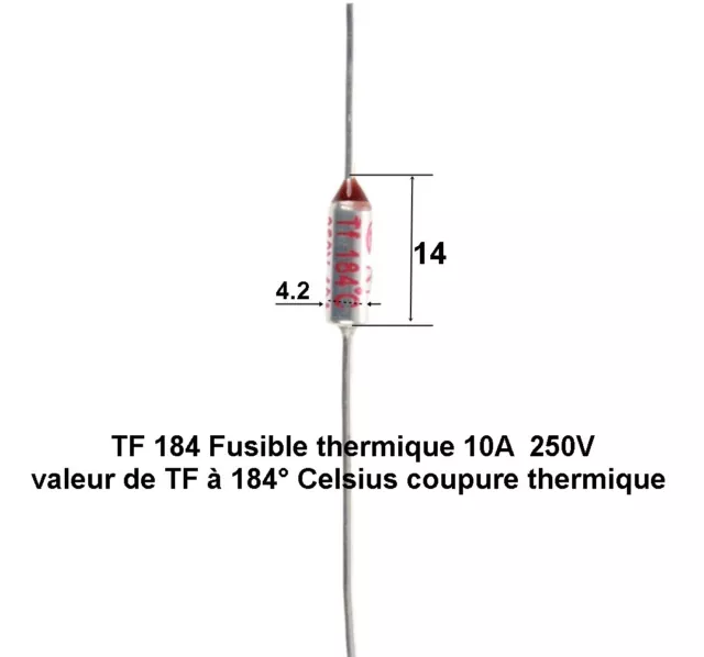 TF 184 ( TF184 ) fusible thermique 10A (Ampères) tension 250V.   réf.D9