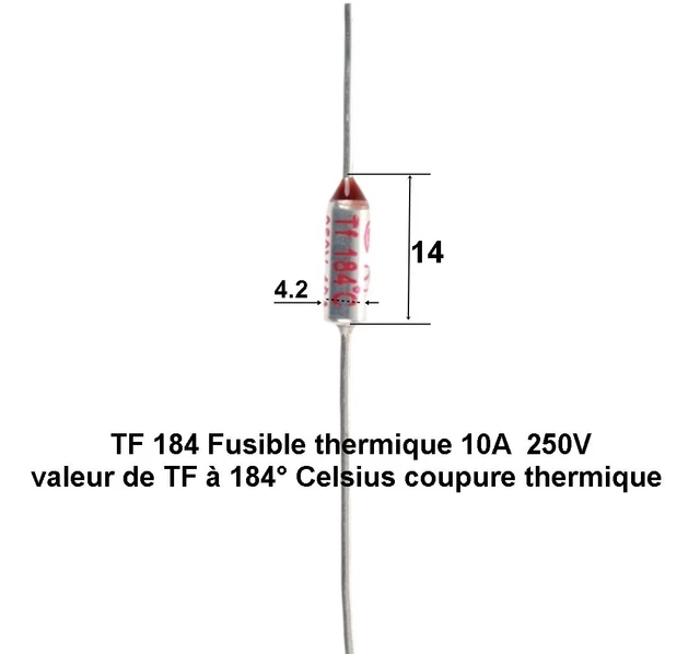 TF 184 ( TF184 ) fusible thermique 10A (Ampères) tension 250V.   réf.D9