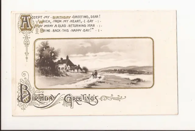Antique Postcard Birthday Greetings Embossed Postcard Early 1900's