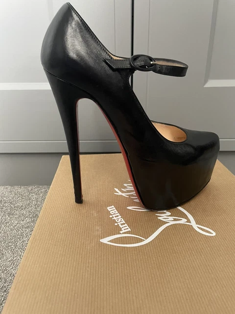 AUTH CHRISTIAN LOUBOUTIN LADY DAF 160 Daffodile Calf Black Heels EU 37.5 UK 4.5 150.00 PicClick UK