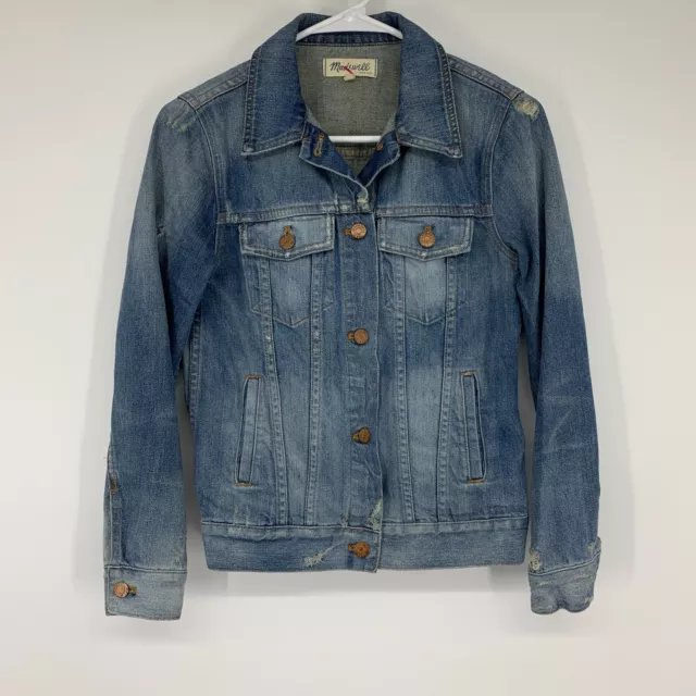 Madewell The Jean Jacket Women Size XS Ellery Wash Blue Denim Cotton Button Down 3