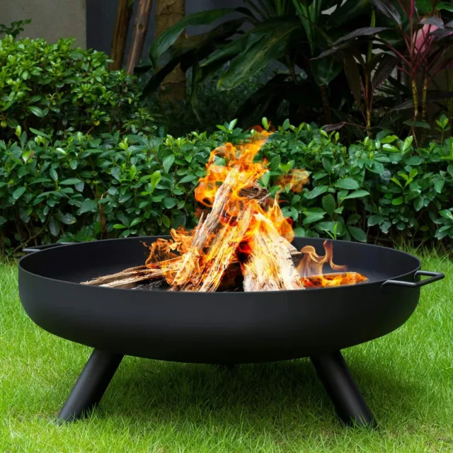 24" Round Fire Pit Folding Patio Garden Bowl Outdoor Camping Heater Log Burner