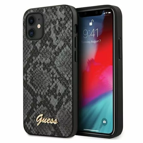 GUESS Pitón Colección Lujo Hardcase Funda Protectora Para IPHONE 12 Mini Negro