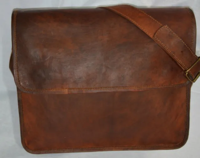 Vintage Leather Men's Handmade Brown Laptop Shoulder Satchel Messenger Bag New